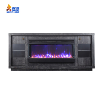 Luxury Wooden TV Stand with Electric Fireplace for Living Room