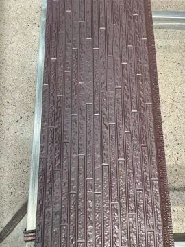 Reddish Brown Long Strip Stone Brick Pattern Metal Exterior Wall Panel