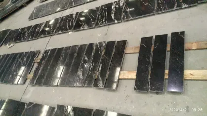 Luxury Modern Straight Stairs Customized Cosmic Black Granite