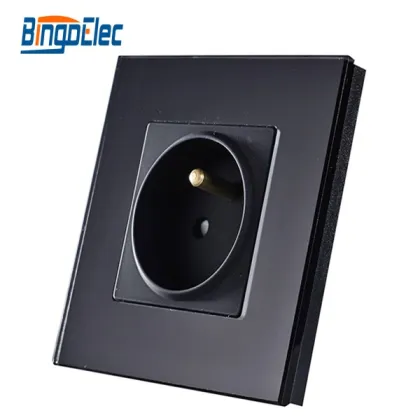 Toughened glass panel french electrical socket