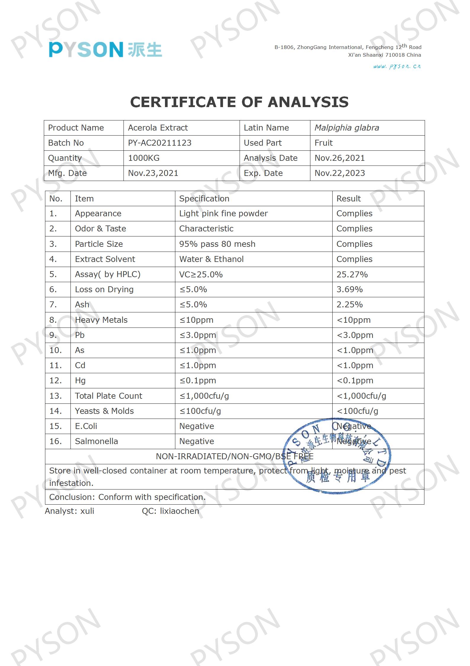 1.COA-Acerola Extract