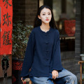 Coton lin shirt de col en stand zen de lin en coton