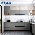 Kabinet dapur kayu pepejal dapur kelabu moden