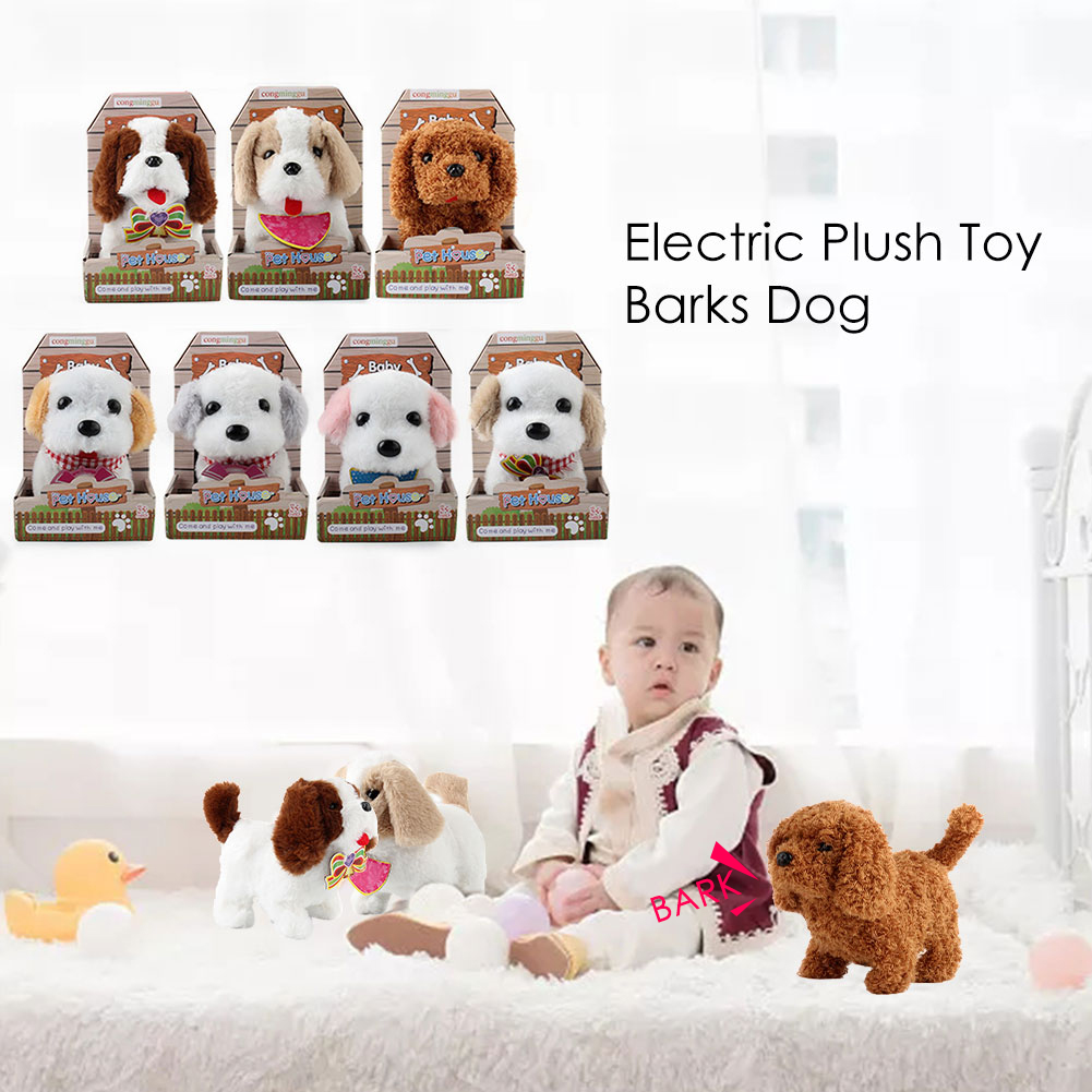 Electric Interactive Toy Soft Plush Walking Realistic Teddy Dog Lucky Barking Funny Simulation Moving Appease Children Boy Girls