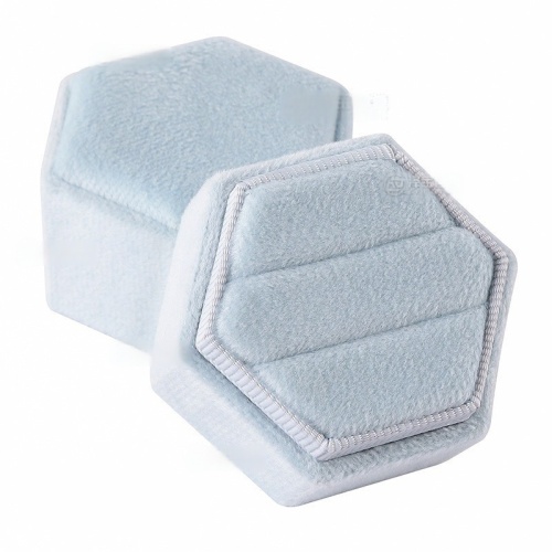 Custom Logo Velvet Hexagonal Travel Jewelry Ring Box