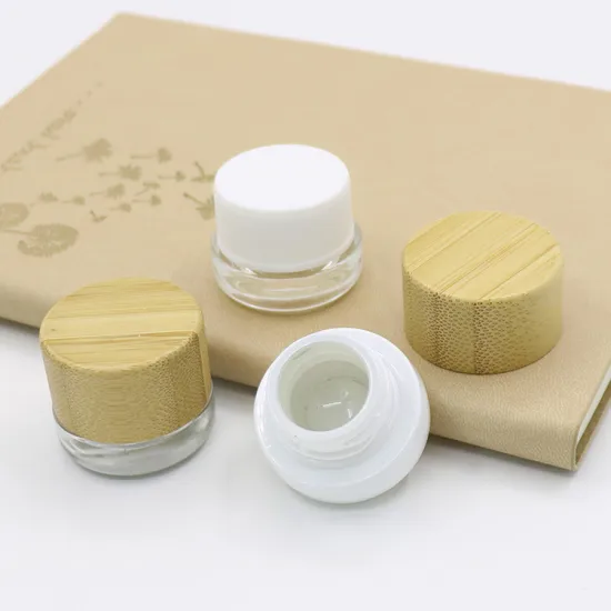 Organic Mini Glass Eye Cream Containers with Bamboo Lid
