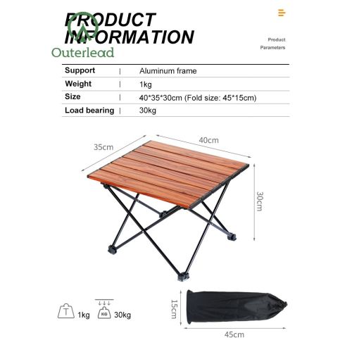 Outerlead Folding Lightweight Wood Grain Mini Camping Table