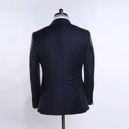 Best Quality Chinese brand wool fabrics business suit blue stripes mens regular fit suits
