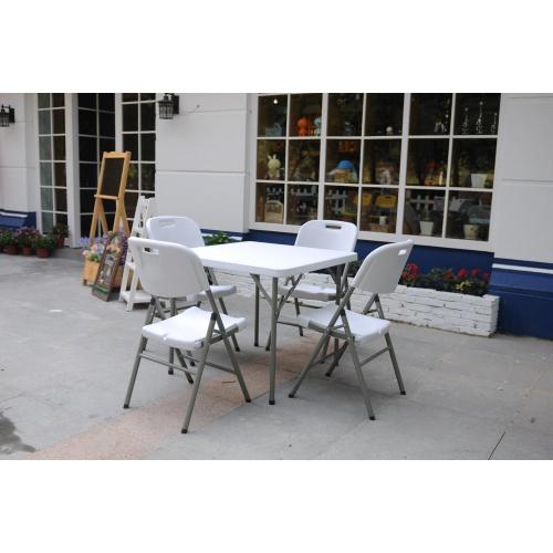 Furniture 34'' Square Granite White Plastic Folding Table