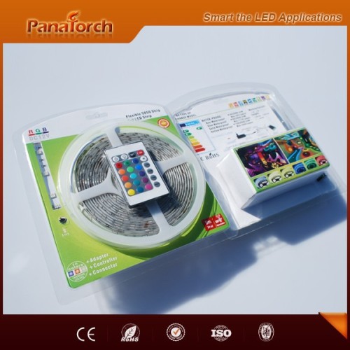 Hot sale 5meter package roll RGB Led strip set with blister package for supermarket sale 2 years warranty