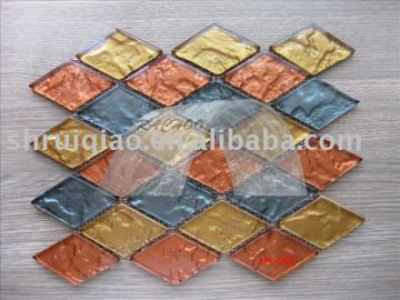 colorful rhombusswimming pool tiles glass mosaic,glass mosaic display
