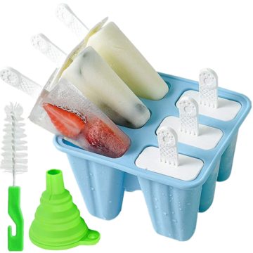 BPA Free Silicone Popsicle Molds - 6 Piece Reusable Easy Release Ice Pop Maker