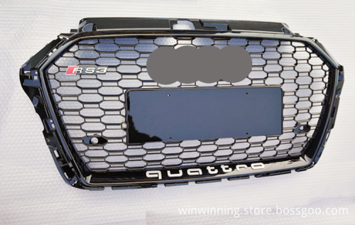 Gloss Black Honeycomb Audi RS3 Radiator Grille for Audi A3 8V Facelift 2017-2020