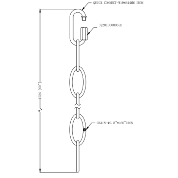 China 60 Inch Steel Hanging Chain For Chandelier Light Factory