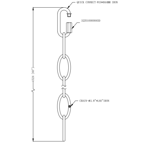 China 60 Inch Steel Hanging Chain For Chandelier Light Factory