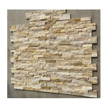 Yellow Travertine Wall Panel Cladding for Fireplaces and Exteriors