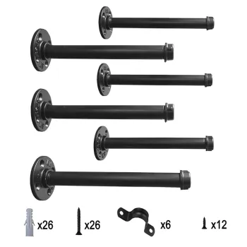 RheTech High Quality Hot Selling Anti-rust 12 Inch Galvanized Black Iron Metal Pipe Shelf Brackets