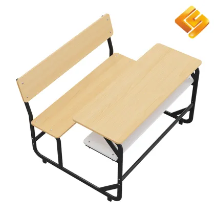 Black C-Bent Steel Wood Shared Desk