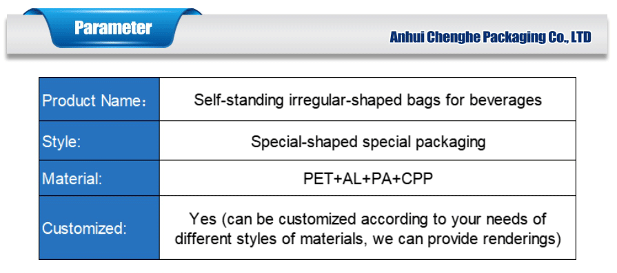 Unique self standing drink bag