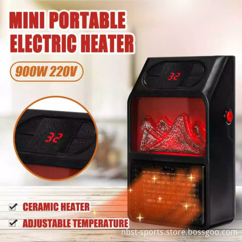 Wall-Outlet 3D Flame Quiet Portable Electric Ceramic Heaters