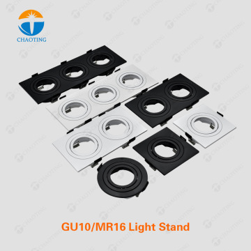 LED Ceiling Downlights: Single, Double, Triple Heads Round Square Rectangle PVC Plastic MR16 Down Spot Light Housing