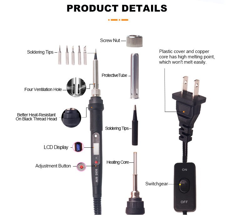 80W Multi Colors Adjustable Temperature Electric Soldering Iron - Hot Selling