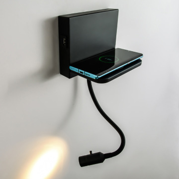 Modern Adjustable LED Wall Light with Wireless USB Charging for Bedrooms