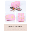 Zipper makeup bag Cross print PU twill makeup bag