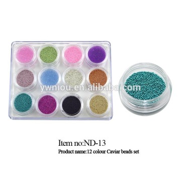 Fashion Caviar Nails Art New 12 Colors Plastic Beads decoration set