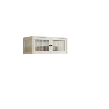 Custom Designed Wardrobe with Glass Door, Top Cabinet & Clothes Storage for Bedroom Wall