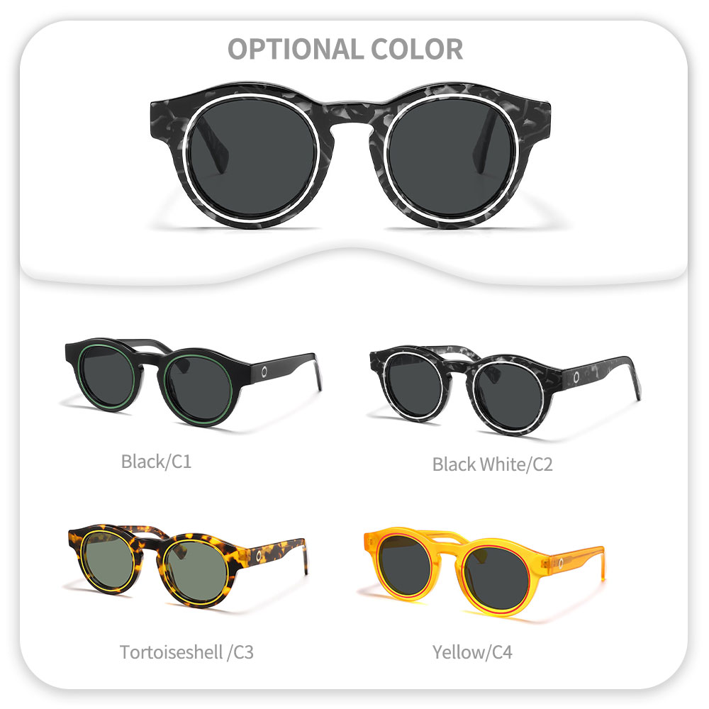 Round Acetate Frame Sunglasses For Women