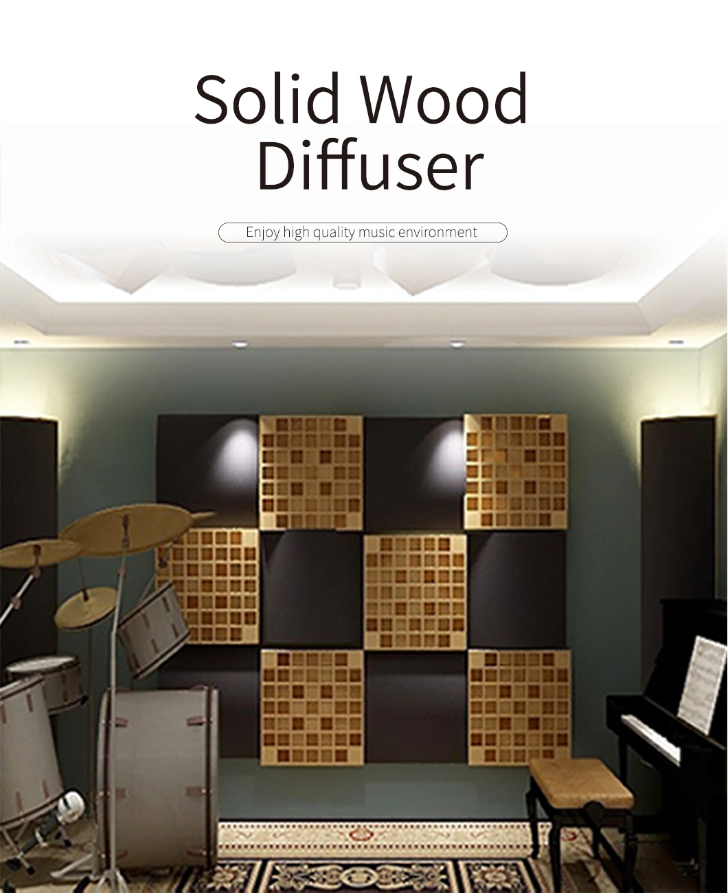 Wall Panel Studio Treatment Panel Wood Wall Art Sound Diffuser for Home Cinema