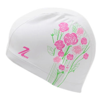 Women's swim caps, PU coated, with nice water proofing/strong permeability/flowers printed