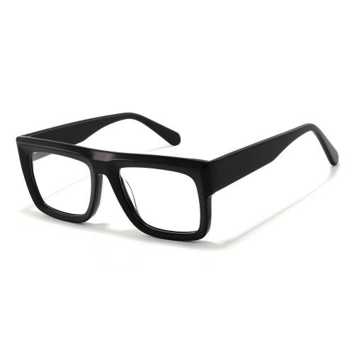 Thick Bold Square Flat-Top Acetate Eyeglasses