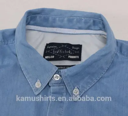 Wholesale Denim shirt for mens shirt factory Cotton washed BLUE mens denim shirts