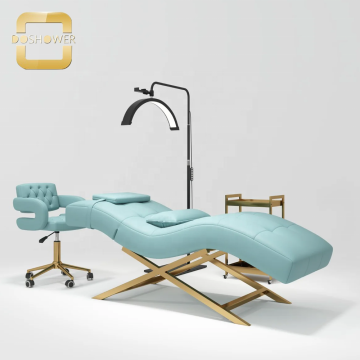 Adjustable Headrest Facial Beauty Salon Blue Eyelash Extension Bed