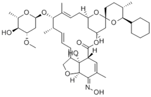 Avermectin A1a,25-cyclohexyl-4'-O-de(2,6-dideoxy-3-O-methyl-a-L-arabino-hexopyranosyl)-5-demethoxy-25-de(1-methylpropyl)-22,23-dihydro-5-(hydroxyimino)-,( 57251261,5Z)- CAS 220119-17-5