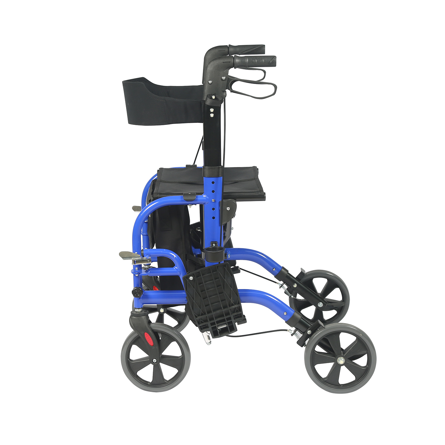 2 I 1 Rollator Walker & Transport Chair Folding rullstol Rolling Mobility Walking Aid med säkerhetsbälte och löstagbara fotstöd