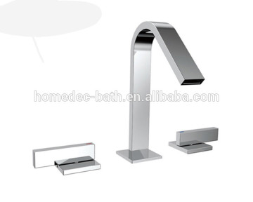 Modern bathroom brass triple handle upc bathtub whirlpool waterfall faucet