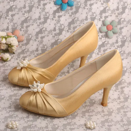 Elegant Closed Toe Bridesmaid Shoes Gold