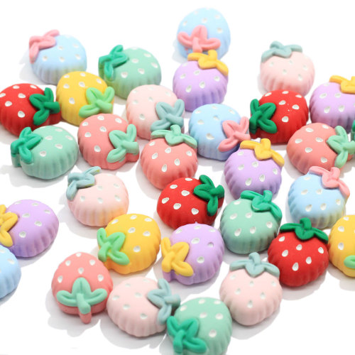 New Flat Back Resin Fruit Dekor Dekor Charms 50Pcs Strawberry Cabochon für Home DIY Craft Haarspange Kopf Zubehör