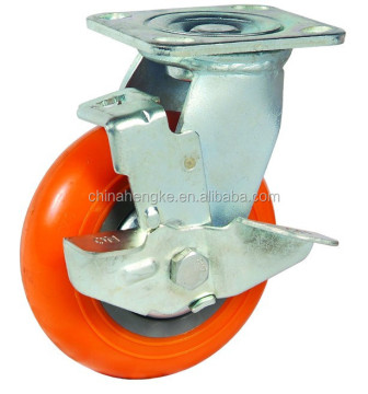 5 Inch Super Heavy Duty PU Swivel Industrial Trolley Caster with Side Brake