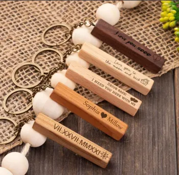 Wholesale Wooden Keychains with Engraved Logos