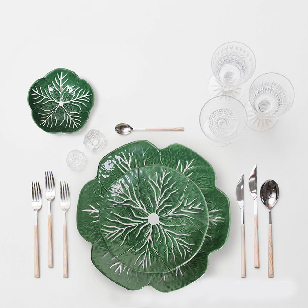 Assiette de chou vert Petal Ceramic Table Varelle