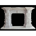 Hand Carved White Marble Mantel Floral Reliefs Artisan
