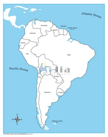 Montessori materials-Labeled South America Control Map montessori equipment