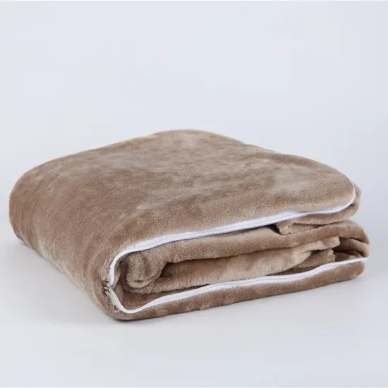 Customized Solid Color Brown Lightweight 2 in 1 Flannel Fleece Plush Pillow Travel Blanket