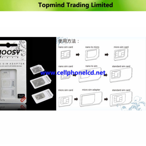 3 in 1 Noosy SIM Adapter for iPhone 4 4s 5 Samsung I9500