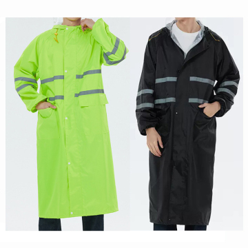 Hi Viz Long Raincoat with Reflective Tape for Hiking, Riding, and Work - Waterproof