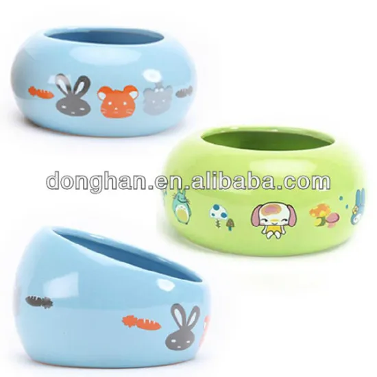 promotional lovely cartoon ceramic pet bowl with no lid and handle